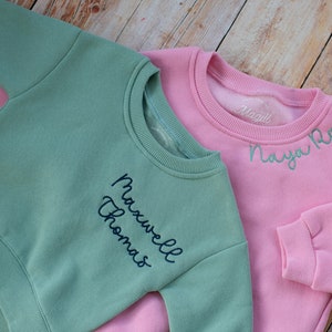 Gift for Toddler Embroidered Sweatshirt Neckline Name Sweatshirt Toddler Boy Gift Monogram Toddler Personalized Sweatshirt Kids Embroidered image 1