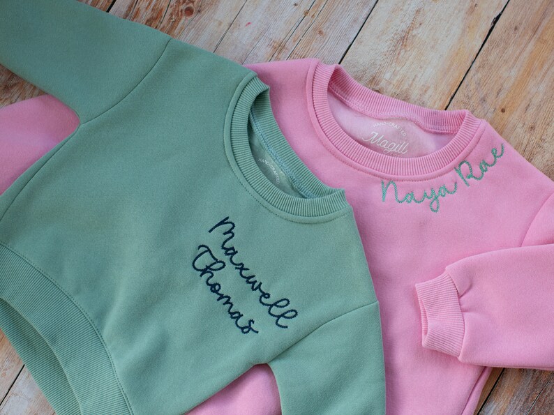 Gift for Toddler Embroidered Sweatshirt Neckline Name Sweatshirt Toddler Boy Gift Monogram Toddler Personalized Sweatshirt Kids Embroidered image 1