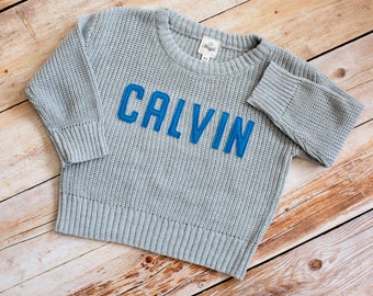 Toddler Name Sweater Baby Name Sweater Personalized Baby Sweater Kids Name Sweater Newborn Boy Coming Home New Baby Shower Knit Name Sweater