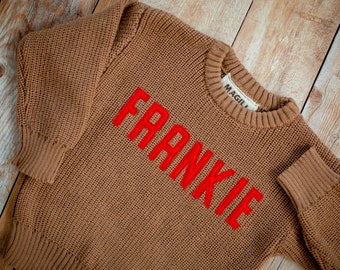 Embroidered Name Sweater For Baby and Toddler Boy Personalized Baby Sweater Toddler Name Sweater Personalized Kid Clothing Milestone Photo