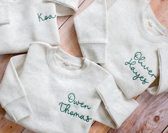 Custom Embroidered Toddler Sweatshirt Personalized Gift for Kids Name Pullover Custom Chainstitch Name Crewneck Personalized Monogram Kids