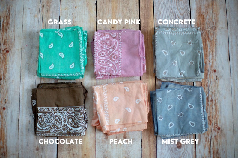 Gesticktes Bandana, sonnengebleichter Bandana-Schal, sonnenverwaschener Kopf, Kindernamens-Bandana, Baumwollschal, Bandana im Vintage-Stil Bild 7