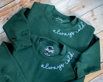 Sibling Matching Sweatshirt Embroidered Name Sweatshirt Girl Gift for Birthday Custom Embroidered Sweatshirt for Niece Birthday Gift Nephew