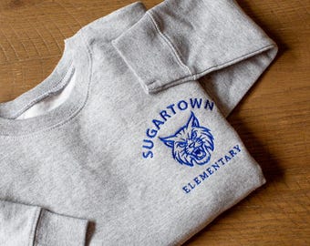 Back To School Kids Sweatshirt Personalized with School Name, Customized School Mascot Sweatshirt, Elementary School Shirt