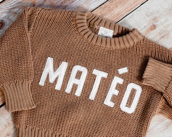 Baby Name Sweater Custom Toddler Name Sweater Personalized Kids Clothing Sweater Embroidered Baby Sweater with Name Baby Knit Name Sweater