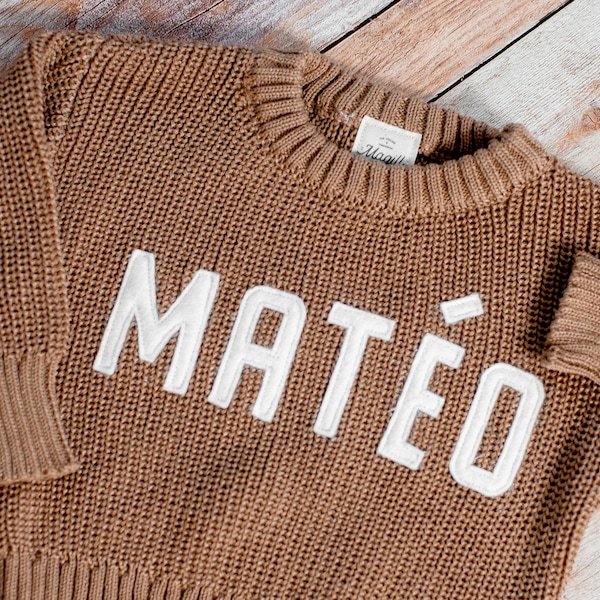 Baby Name Sweater Custom Toddler Name Sweater Personalized Kids Clothing Sweater Embroidered Baby Sweater with Name Baby Knit Name Sweater