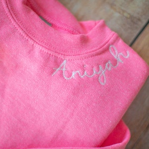 Sibling Matching Sweatshirt Embroidered Name Sweatshirt Girl Gift for Birthday Custom Embroidered Sweatshirt for Niece Birthday Gift Nephew image 5