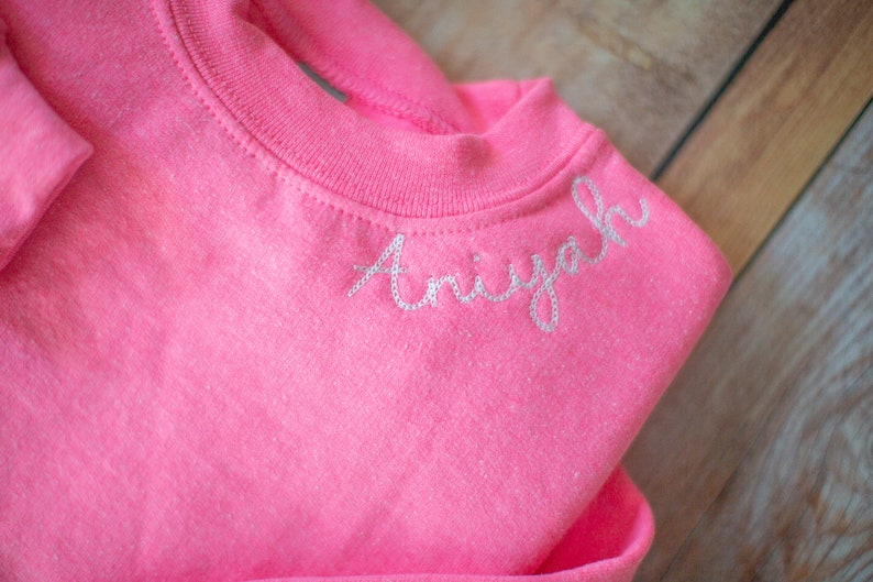 Sibling Matching Sweatshirt Embroidered Name Sweatshirt Girl Gift for Birthday Custom Embroidered Sweatshirt for Niece Birthday Gift Nephew image 5