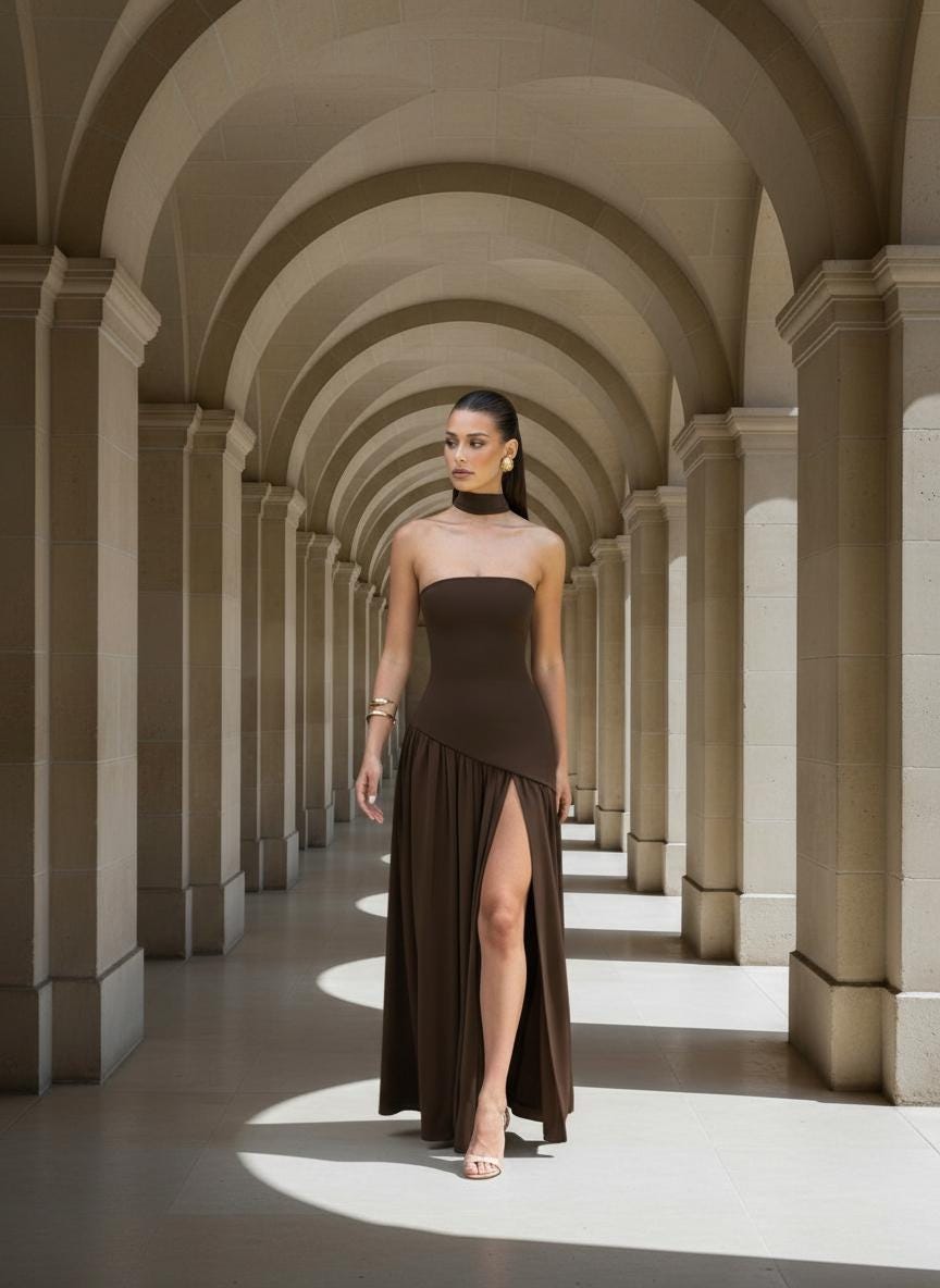 Brown Slit Dress - Etsy