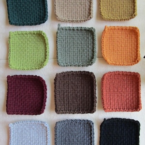 Agarradera de algodón hecha a mano: salvamanteles pequeño de color tierra, posavasos tejido, regalo para el Día de la Madre.