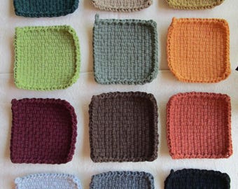 Handgemachte Topflappen aus Baumwolle: Kleiner Topflappen in Erdfarben, gewebtes Topflappen, Geschenk für Mama