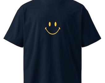 Smiley Face T-Shirt, Minimalist Happy Face Tee, Aesthetic Oversized Streetwear Shirt, Positive Vibes Graphic Tee, Unisex Trendy Black Shirt
