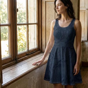 stretch cotton skater dress Babcutegg Elegant A-Line Twirly Skater Dress With Rounded Neckline,  Breathable Stretch Fabric, Adjustable Cross-Back Straps And Smooth  Silhouette For Everyday Wear Or Special Occasions Blue Size 5T