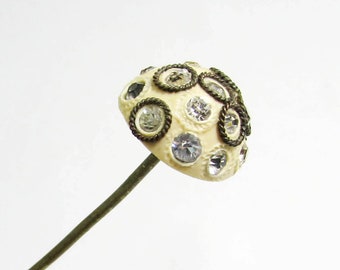 Art Deco Hat Pin - Celluloid Hat Pin - Rhinestone Hat Pin - 6" - 1920s-30s