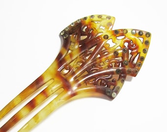 Tortoise Lucite Hair Comb  - Antique Hair Comb - faux tortoise shell comb - 5" hair comb