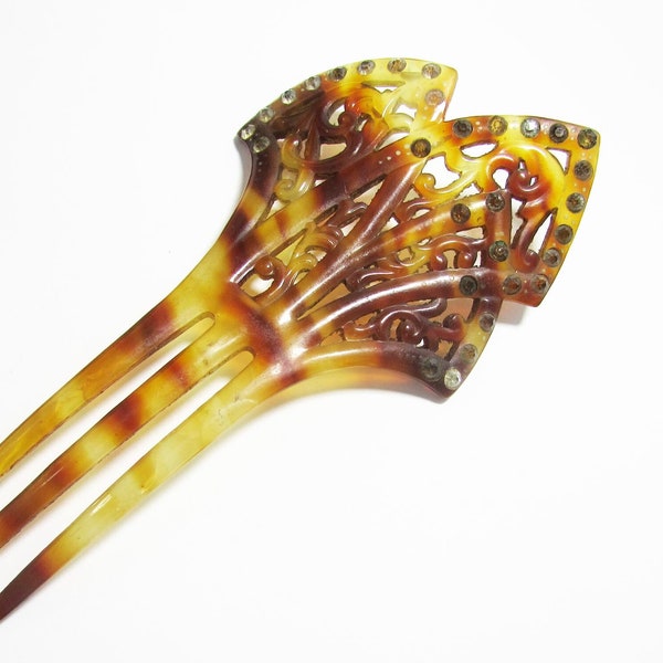 Tortoise Lucite Hair Comb  - Antique Hair Comb - faux tortoise shell comb - 5" hair comb