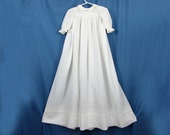 Antique long baby dress - white work lace on cotton lawn - 37 quot long - Victorian