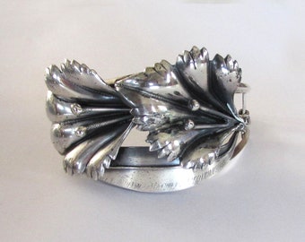 Vintage Copper /& Silver Blooming Blossoms Calla Lily Cuff Bracelet