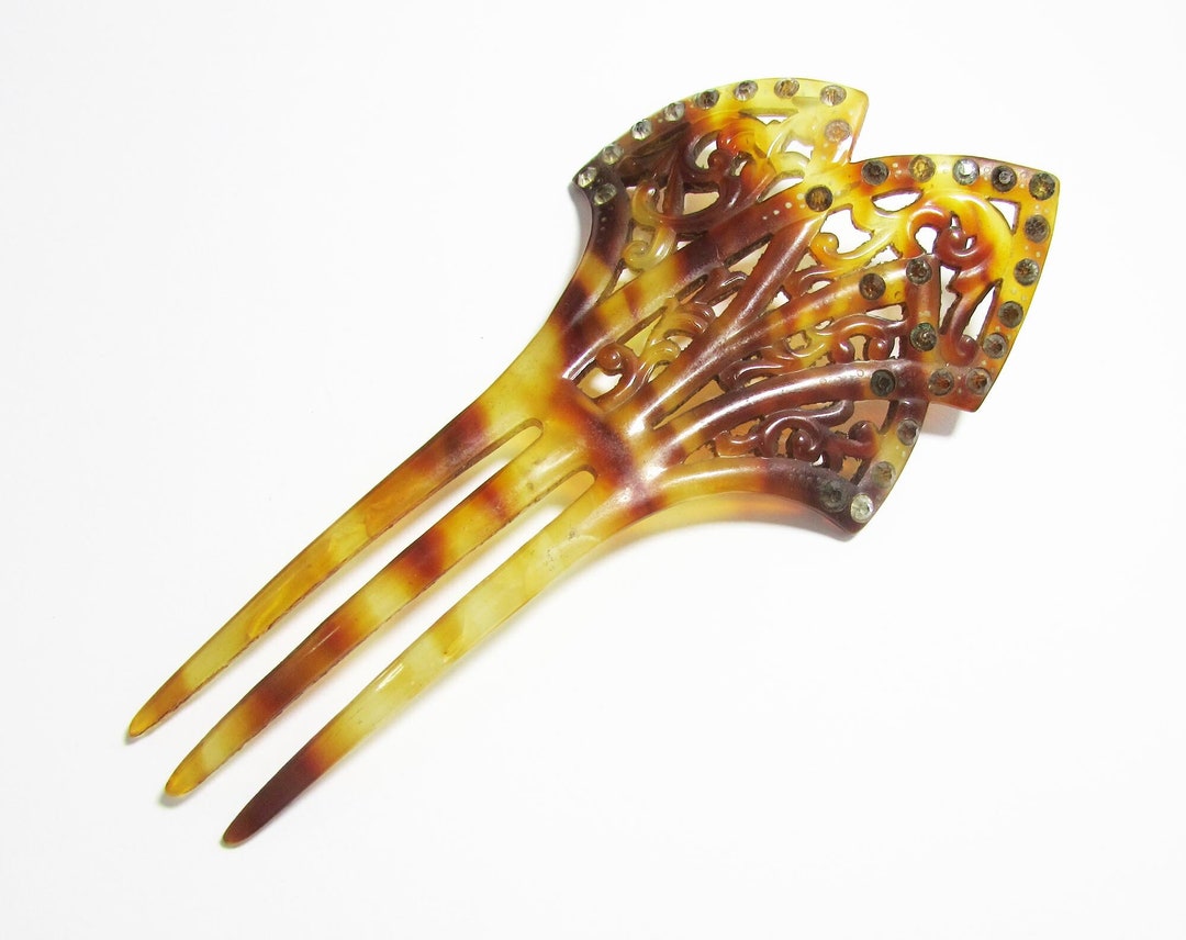 Tortoise Lucite 5hair Comb Antique Hair Comb Faux Tortoise Shell Comb ...
