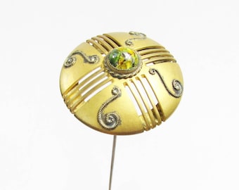 Antique Victorian Hatpin, Domed Head Glass Stone