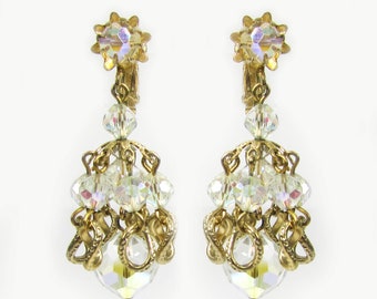 Vendome Dangling Earrings - Vintage Vendome Earrings - Vintage dangling earrings - crystal earrings - Screw Back Earrings