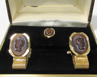 Swank Intaglio Cufflinks - Swank Mesh Wrap Cuff Links - Swank Cuff links - Vintage Swank - Groomsman gift