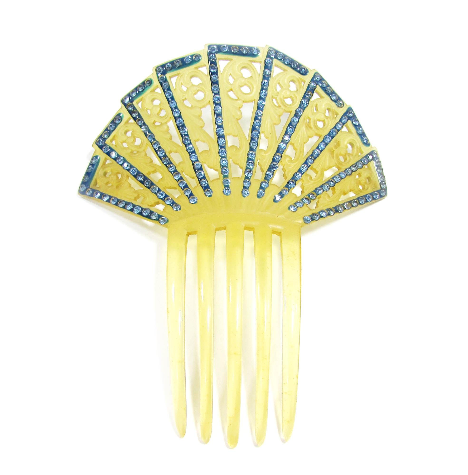 Vintage Mid Century Spanish Mantilla Celluloid Hair Comb Spanish mantilla style hair comb celluloid faux shell hair  main image 3