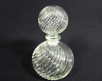 Glass Perfume Bottle - Spiral cut perfume pottle - Vintage perfume bottle - Glass Scent bottle - Stopper - 3.75"