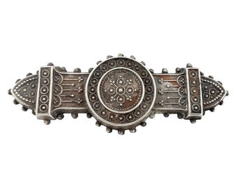 Antique Victorian Etruscan Revival Silver Brooch Payton Pepper & Co Birmingham 1888