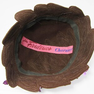 1960s cloche hat John Frederics Charmer Brown felt, beads, sequins, charm fun mod hat image 7