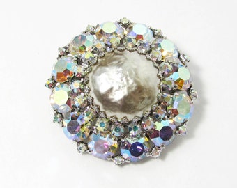 WEISS Brooch, Weiss baroque pearl brooch - Vintage Weiss brooch - Weiss rhinestone brooch - 1.75 inches