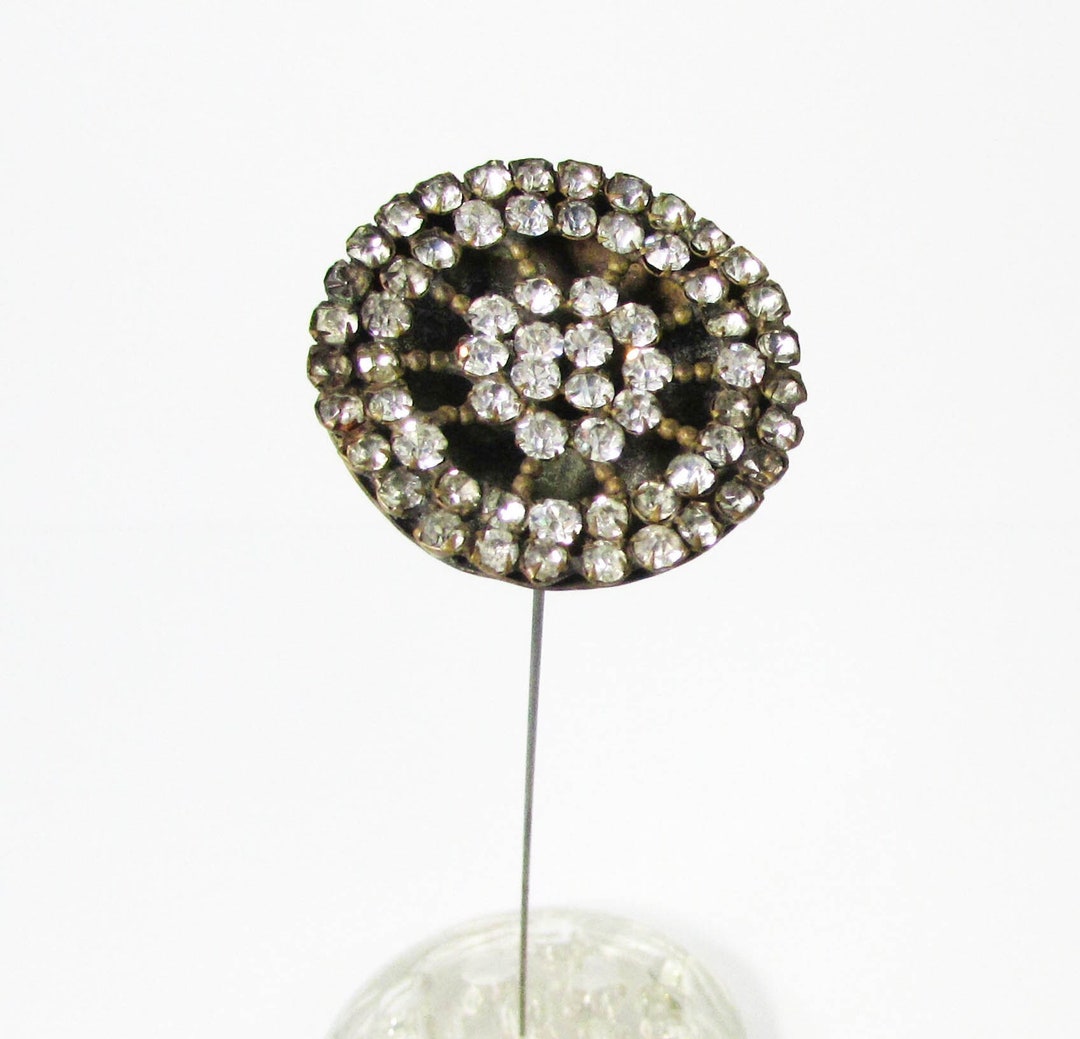 Antique 10 Rhinestone Large Hat Pin Victorianedwardian Gibson Girl Hat