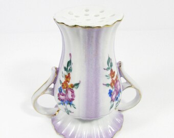 Limoges China Porcelain  Hat Pin Holder - Lavender and floral hat pin holder - Vintage Hat Pin Holder, France