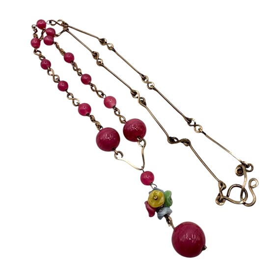 Art Deco Czech glass flower necklace - image 4