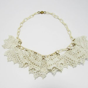 Vintage Celluloid Necklace celluloid lace necklace Celluloid Lumarith Lace Necklace Off-white celluloid choker 15 long image 8