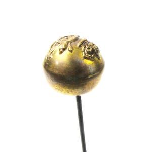 Antique British Royal Artillery Hat Pin Cannon & Crown Brass Ball Military Insignia image 6