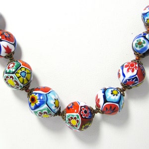 Vintage Millefiori Glass Bead Necklace 30 Colorful Beaded Necklace Italian Glass Necklace 画像 8