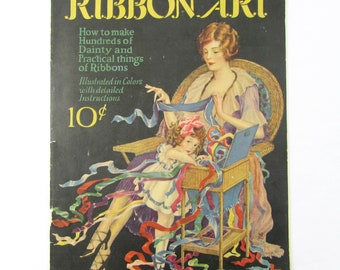 Vintage 20's Original Illustrated Ribbon Art Booklet  - Deco Fashion and Crafting ideas - 36 page soft cover