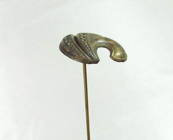 Swirled Brass Hat Pin -  Antique long hat pin - V… - image 5