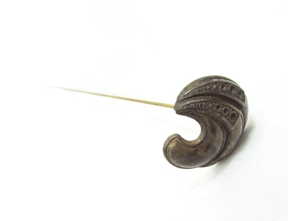 Swirled Brass Hat Pin -  Antique long hat pin - V… - image 4