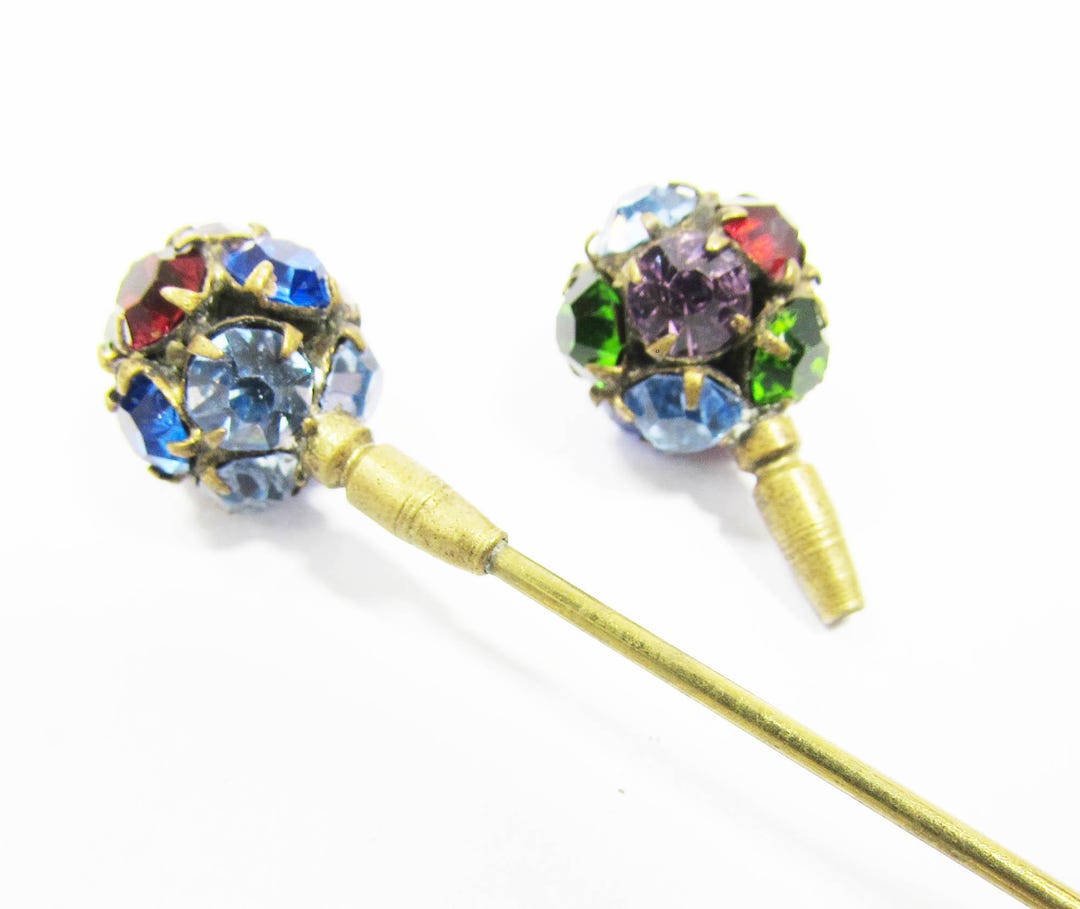 Paire D'anciennes épingles à Chapeau Art Déco - Boules, Vintage, Occasion