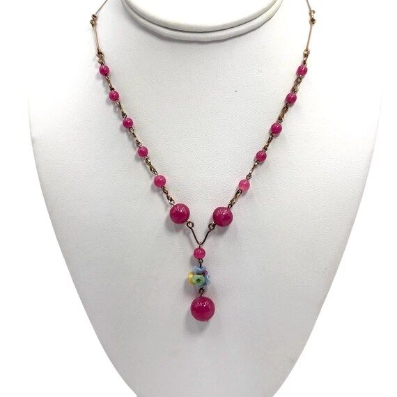 Art Deco Czech glass flower necklace - image 3