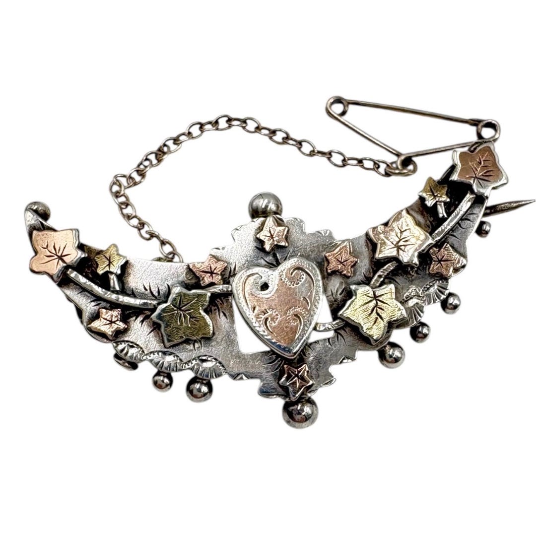 Victorian Sweetheart Brooch Sterling Silver Antique Pin 1892 Birmingham ...