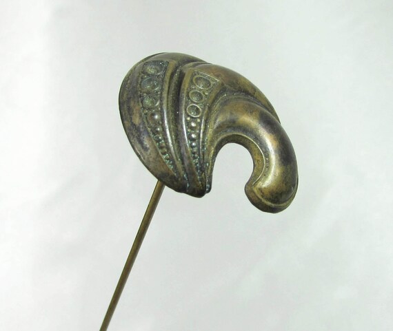 Swirled Brass Hat Pin -  Antique long hat pin - V… - image 6