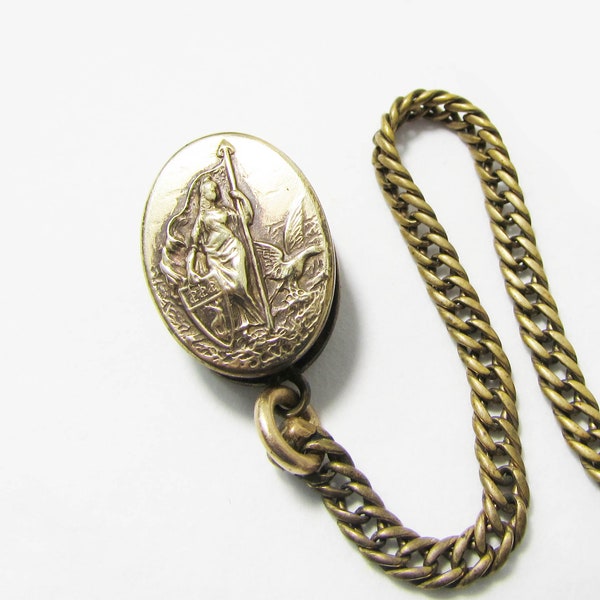 Antique watch chain - oval fob watch chain - antique watch fob