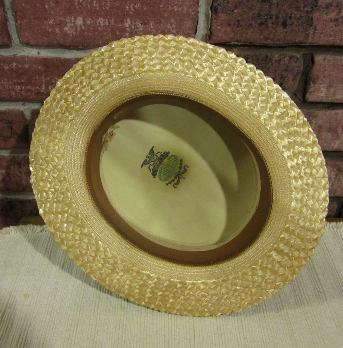 Vintage Mens MASTERCRAFT Straw Boater Skimmer Hat 71/4 Etsy