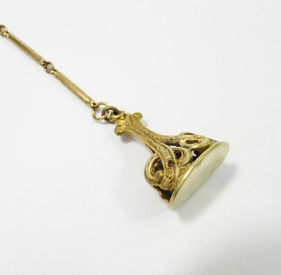 Gold filled Watch Fob - Gold Watch Chain - Antiqu… - image 7