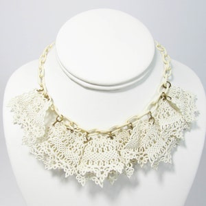 Vintage Celluloid Necklace celluloid lace necklace Celluloid Lumarith Lace Necklace Off-white celluloid choker 15 long image 7