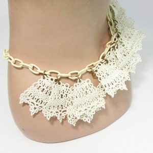 Vintage Celluloid Necklace celluloid lace necklace Celluloid Lumarith Lace Necklace Off-white celluloid choker 15 long image 5