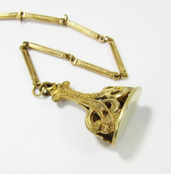 Gold filled Watch Fob - Gold Watch Chain - Antiqu… - image 1